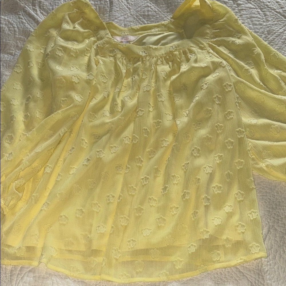 LC Lauren Conrad Yellow Ruffled Long Sleeve Blouse